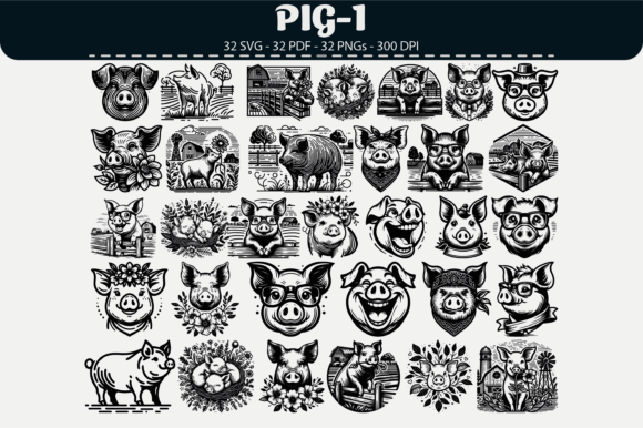 Download Pig Vector Clipart – 32 Designs - Designs Collection