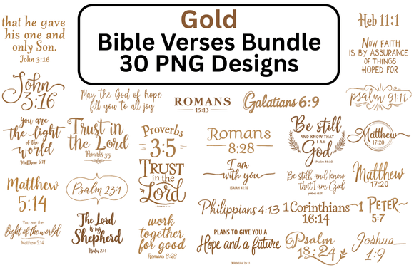 Download Gold Bible Verse Bundle 30 PNG Designs - Designs Collection
