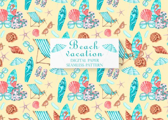 Download Beach Watercolor Seamless Pattern. Sea - Pattern Collection
