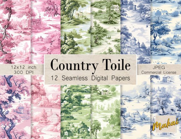 Download Pastel English Toile Seamless Patterns - Pattern Collection